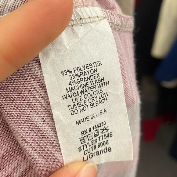 First Love Ladies LG Tan & Orange Striped Blouse - Picture 3 of 5